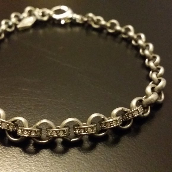 Fossil Silver-tone Pave Crystal Chain Bracelet - Picture 2 of 6